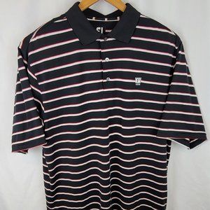 Footjoy Polo XL Black Red White Stripe Embroidered Stretch Logo P Extra Large